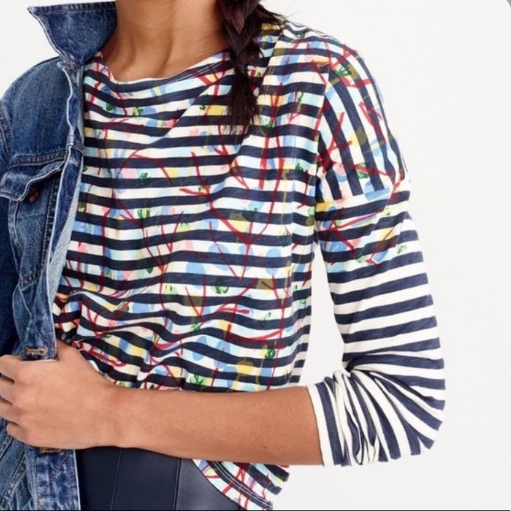 Michael De Feo for J Crew Long Sleeve Stripped Top